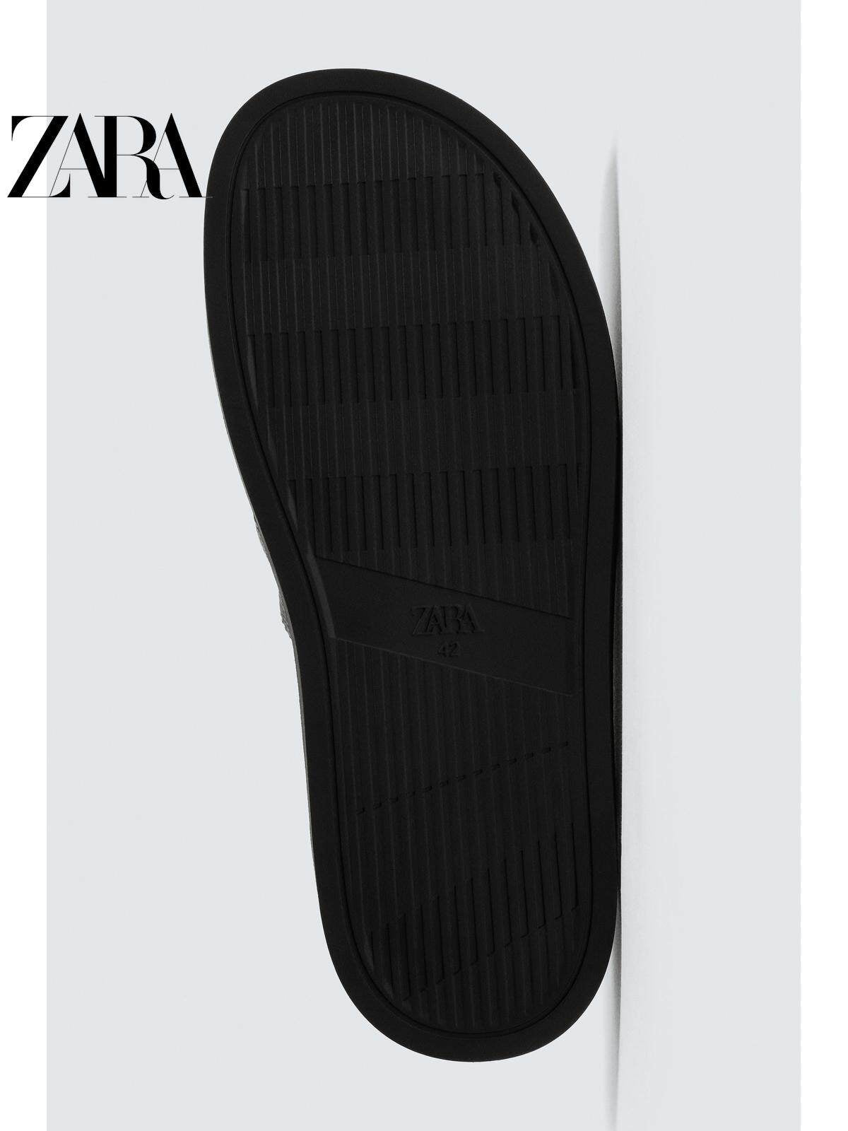 ZARA 2026 Verão Novo Sapato Masculino com Aba e Bolso, Forro de Lã, Sola de Madeira Plana, 2761721 800
