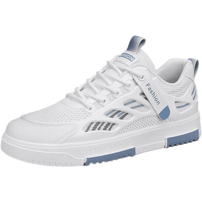 Sapatos de Homem 2024 Novos Sapatos de Rede Respiráveis de Verão Sapatos Casual Versáteis Sola Macia Pequena Calçada Branca Na Moda