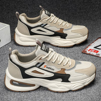 Novos ténis casuais casuais de rede de sol grosso com sola grossa e sola para aumento de altura para homens na primavera de 2025, sapatos de pai leves com sola macia