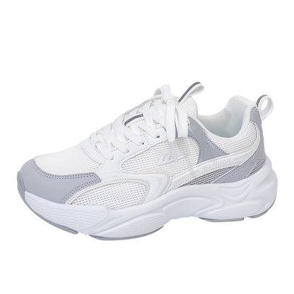 Warrior minimalista, sapatos leves de sola grossa, sapatos de pai casuais de bico arredondado e respiráveis, sapatos de casal estilo de alta gama, versáteis e discretos e andróginos