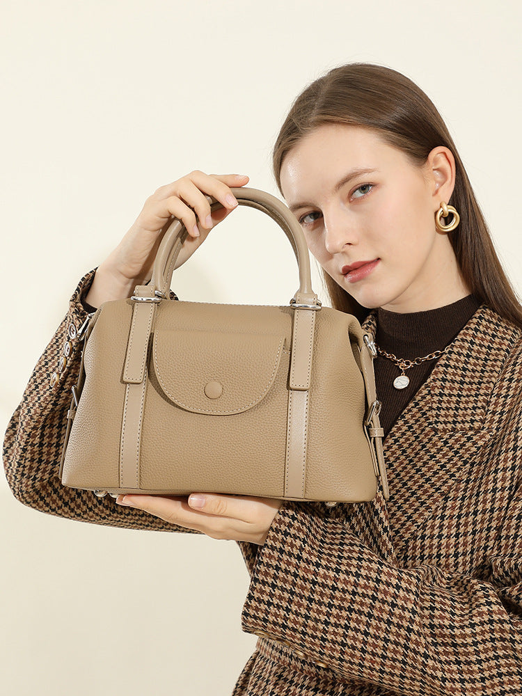Malas de mão: Novas malas femininas em pele genuína, malas transfronteiriças em pele genuína, malas de ombro de moda versáteis, malas cross-body, malas de deslocação