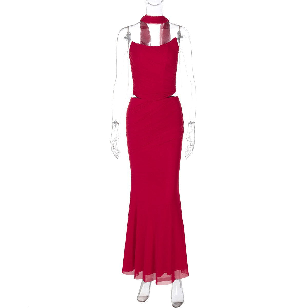 Conjunto de Saia Longa Elegante de Duas Camadas Transfronteiriças Transfronteiriças da Amazon, Conjunto de Duas Peças