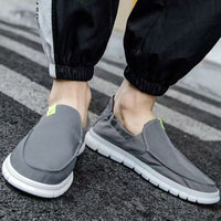 Sapatos leves de lona Warrior Work, novos sapatos casuais de cor sólida de um passo, respiráveis e confortáveis, sapatos masculinos de tecido por grosso