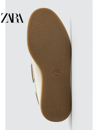 Sapatos masculinos ZARA Primavera/Verão 2026, cabedal em couro liso branco, bico redondo, estilo náutico, 2438720 001