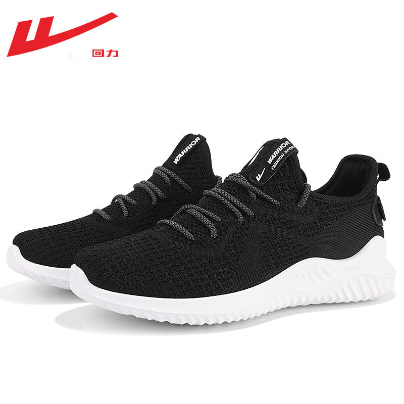 Sapatilhas desportivas Warrior com sola macia, novas sapatilhas de coco de malha respiráveis, sola leve de malha preta e sapatos casuais para homens