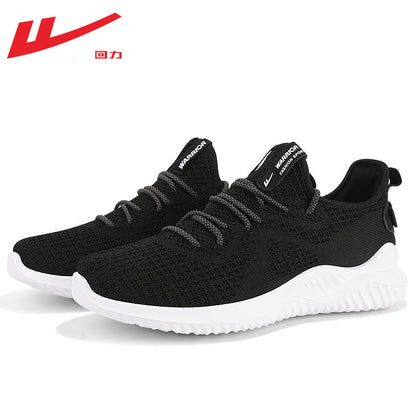 Sapatilhas desportivas Warrior com sola macia, novas sapatilhas de coco de malha respiráveis, sola leve de malha preta e sapatos casuais para homens
