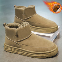 Botas de neve integradas em pele e lã para homens, novos sapatos de algodão quente antiderrapantes forrados a polar Nordeste 2025