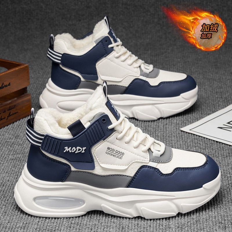 Sapatos masculinos, sapatos desportivos novos para o inverno 2025, sapatos quentes de algodão forrados a polar, ténis de corrida com almofada de ar, sapatos casuais masculinos, sapatos de pai