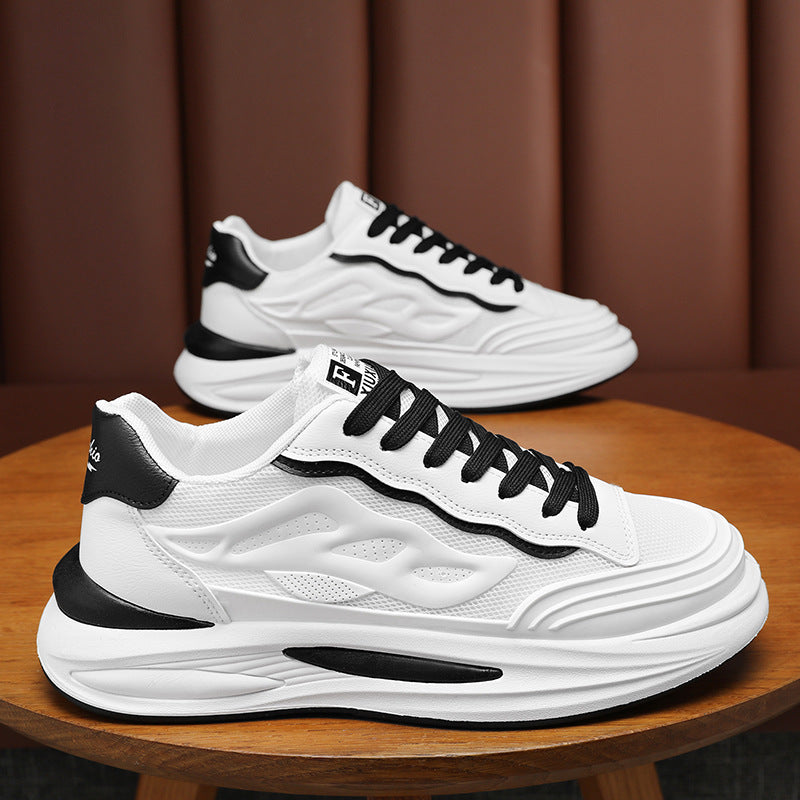 Sapatos masculinos de verão, sapatos brancos de rede respiráveis e respiráveis, sapatos desportivos versáteis na moda ao estilo coreano, ténis casuais da moda de pai