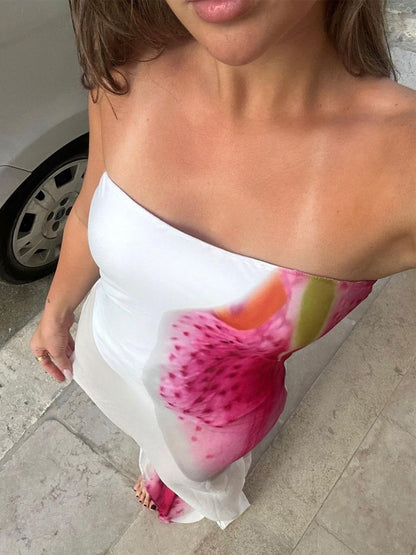 2026 Novo vestido feminino feminino europeu e americano de verão com estampado floral na Amazon, estampado com alças e malha fina
