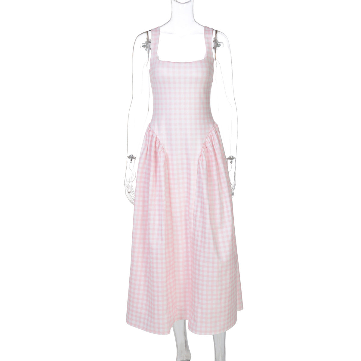 Vestido de princesa francês fresco, europeu e americano à moda que aperta a cintura, vestido slip sem costas sexy para mulheres
