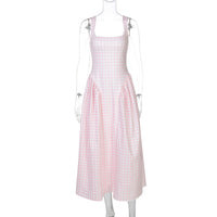 Vestido de princesa francês fresco, europeu e americano à moda que aperta a cintura, vestido slip sem costas sexy para mulheres