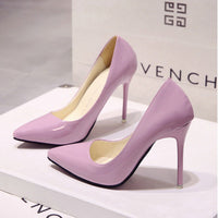 Saltos altos altos European Station Nude Stilet, sapatilhas de trabalho pretas com bico pontiagudo, sapatos plus size azuis em verniz feminino, sapatos vermelhos de casamento