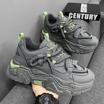 Sapatos de Homem: Novos Sapatos de Desporto Juvenil Modernos e Modernos de Outono, Sapatos Casuais de Sola Grossa e Aumento de Altura de Pequeno Pai da Moda