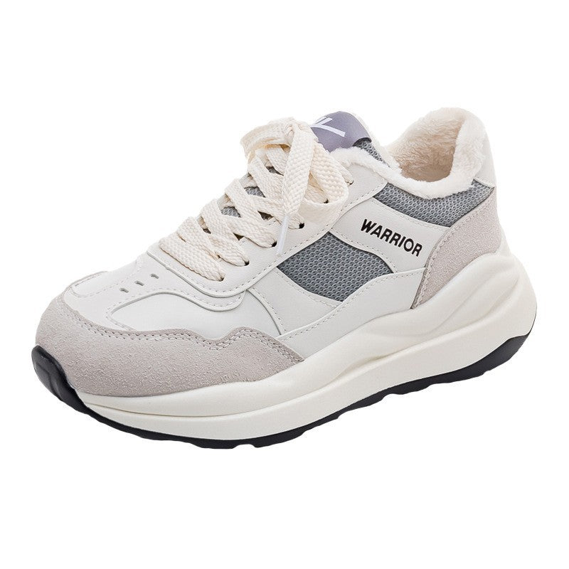 Sapatos minimalistas de topo de gama baixos Warrior, ténis de inverno versáteis forrados a fleece, sapatos casuais de casal