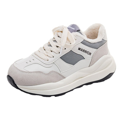 Sapatos minimalistas de topo de gama baixos Warrior, ténis de inverno versáteis forrados a fleece, sapatos casuais de casal
