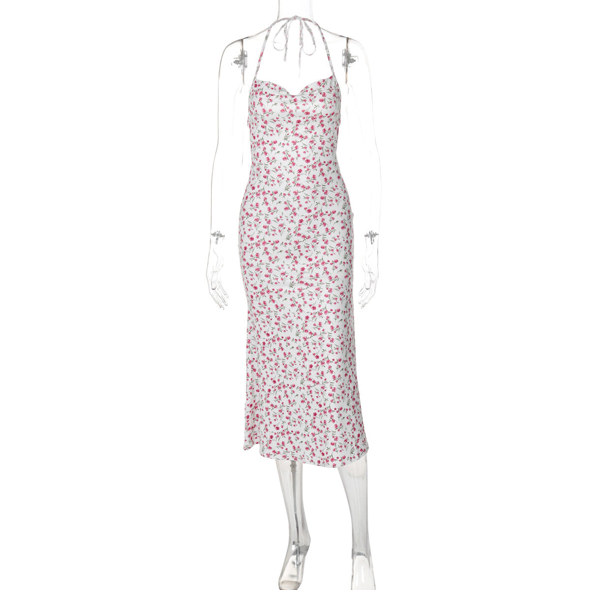 Vestido de comprimento médio, sem abertura de mangas mais vendido na Amazon transfronteiriço novo, doce e floral, sexy e doce e sexy