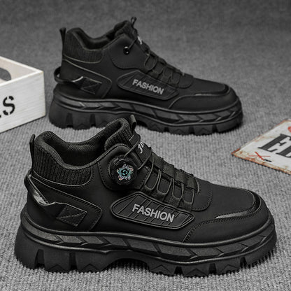 Sapatos Masculinos de Outono 2025: Novas Botas Martin de cano alto, sapatos de trabalho vintage de sola grossa ao estilo britânico, botas casuais até ao tornozelo