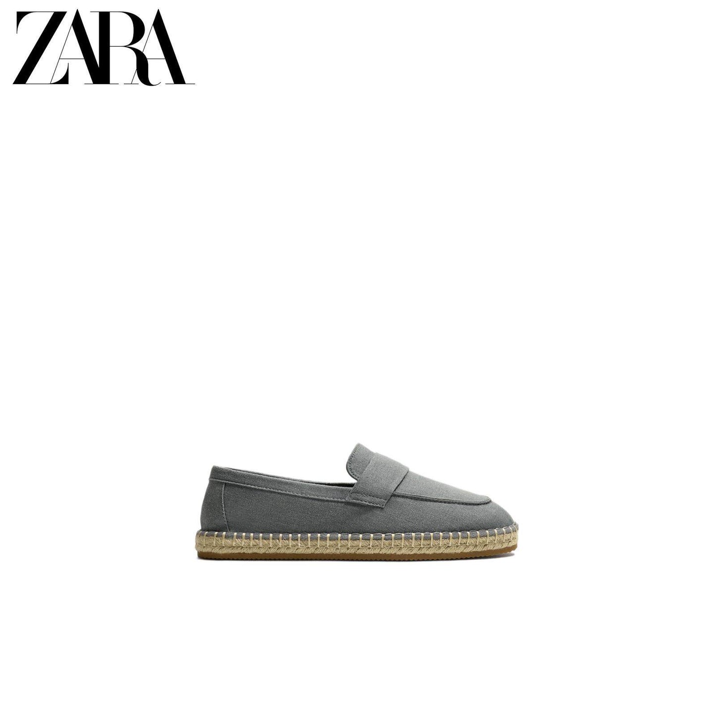 ZARA 2026 Primavera/Verão Sapatos Masculinos com Detalhes de Aba no Bolso, Tecido de Algodão, Sola de Linho, 2751720 400