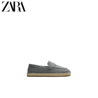 ZARA 2026 Primavera/Verão Sapatos Masculinos com Detalhes de Aba no Bolso, Tecido de Algodão, Sola de Linho, 2751720 400