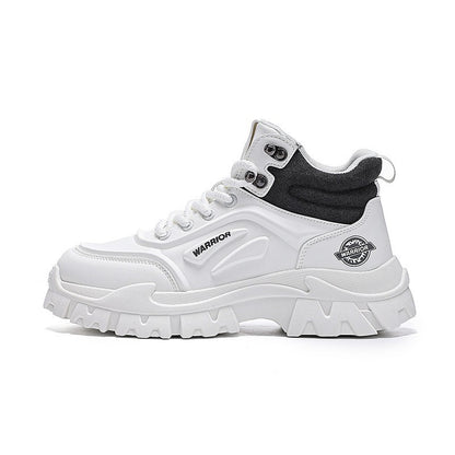 Sapatos plataforma altos Warrior, vestuário de trabalho, botas amarelas grandes e desportivas, casuais, de alta gama, viagens ao ar livre, sapatos masculinos de outono ao estilo britânico
