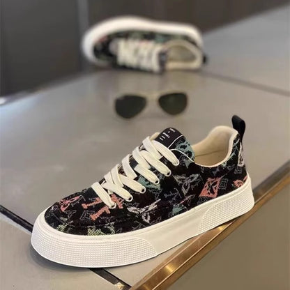 Sapatos de lona vintage estampados e respiráveis de primavera para homem, ténis desportivos casuais para estudantes versáteis e respiráveis