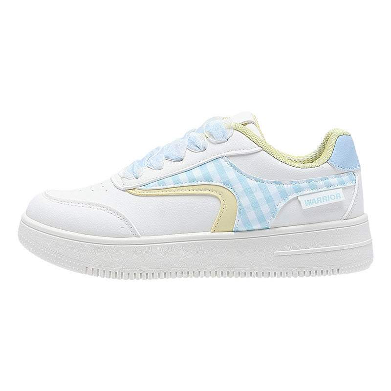 Warrior Dopamine Ténis de sola grossa para mulheres, Autumn New Soft Girl Versatile Niche Casual Shoes, Sapatos de Estudante com padrão de xadrez