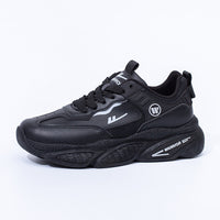 Warrior em pele baixa, sapatos masculinos confortáveis e versáteis de peça única, sapatos pretos com blocos de cor, estilo alto, sapatos de plataforma modernos e modernos
