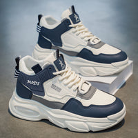 Sapatos Masculinos de Outono 2025: Novos ténis altos para jovens respiráveis, sapatos casuais casuais de sola grossa, modernos e versáteis para homens