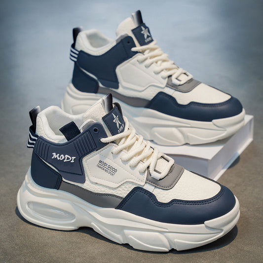 Sapatos Masculinos de Outono 2025: Novos ténis altos para jovens respiráveis, sapatos casuais casuais de sola grossa, modernos e versáteis para homens