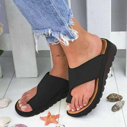 Comércio Estrangeiro Sapatilhas de Pele Exterior de Mulher Exterior de Tamanho Grande Sandálias de Salto Cunha sobre a Ponta Exterior Calçado Feminino de Comércio Exterior Feminino Plus Size em Stock 40-43