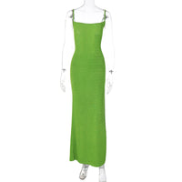 Comércio Exterior Europeu e Americano: vestido feminino novo vestido feminino de cor sólida com alça atrás recortada, elegante, justo à anca e alça sem ombro