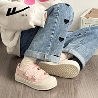 Os novos sapatos de lona estilosos e estéticos da Warrior 2026, sapatos simples fofos com blocos de cor em velcro, sapatos femininos elegantes e versáteis