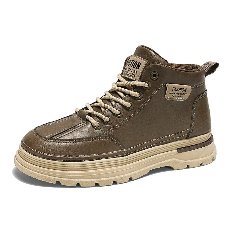 Martin Boots, Novos Sapatos Altos para Primavera, Sapatos Casuais Casuais de Trabalho em Pele Antiderrapantes Modernos e Versáteis, Botas até ao Tornozelo