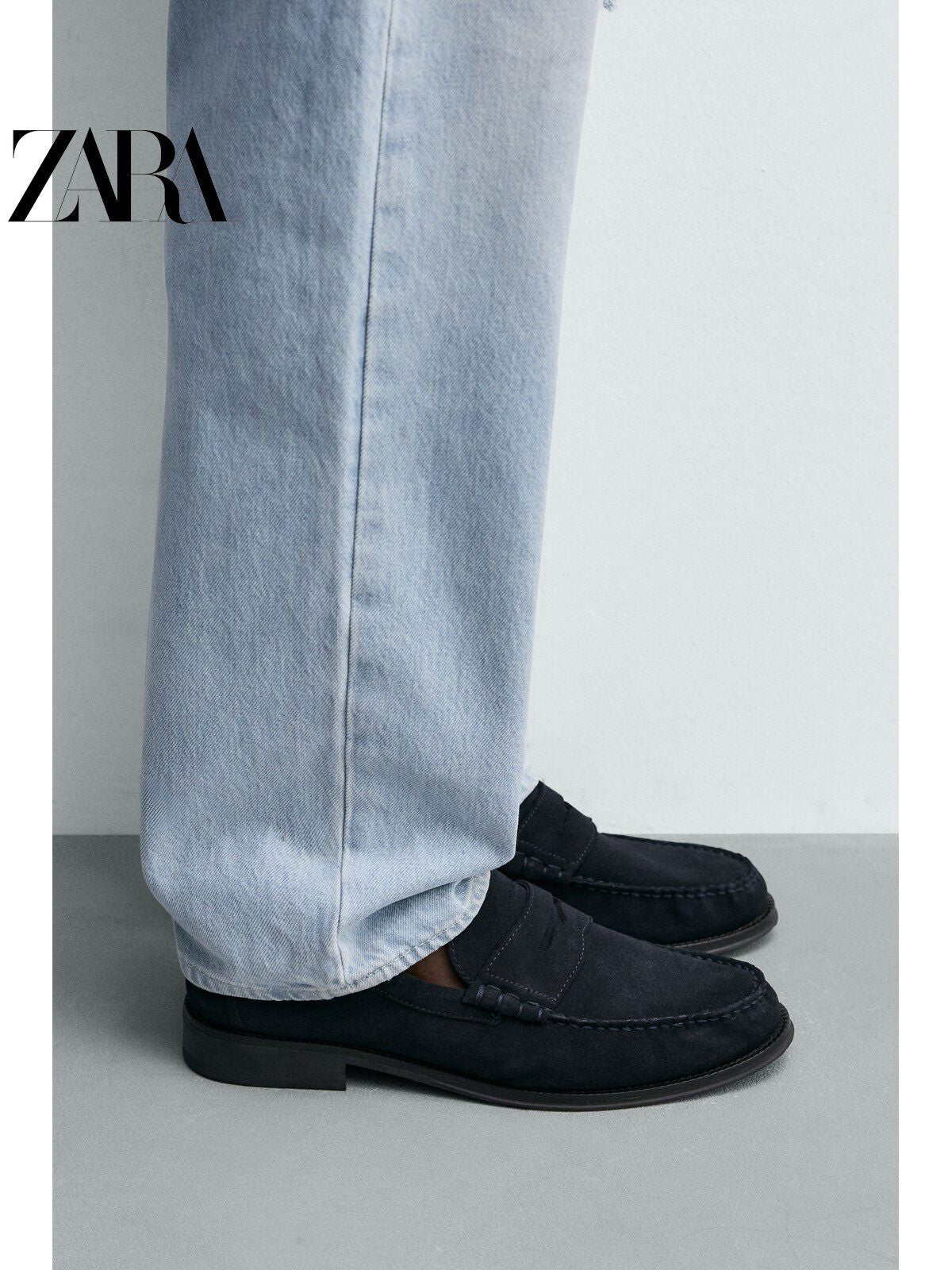 ZARA 2026 Verão Novo Sapatos Masculinos com Bolso Aba Sapatos Sociais de Couro Mocassim 2617720 400