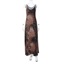 2026 Primavera, Europa e América Nova Moda Feminina Estampada de Leopardo Slim Street Style Vestido de gravata longa por grosso