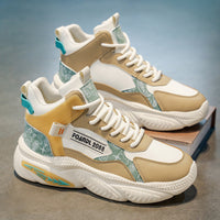Sapatos masculinos de cano alto, novos sapatos desportivos juvenis de basquetebol de outono 2025, corrida casual, ténis de pai com sola grossa que aumentam a altura e na moda