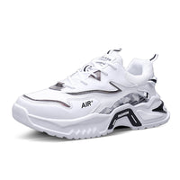 Sapatos masculinos, primavera versátil para jovens de corrida casual, sapatos desportivos de sola grossa para homem, sapatilhas de pai branco para homens na moda