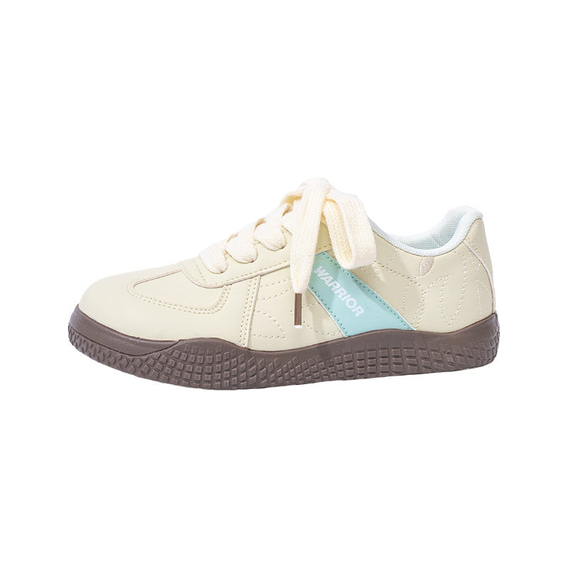 Saltos altos com dopamina guerreiro, sapatos casuais versáteis com atacadores, solas macias que não cansam os pés, sapatos de treino alemães femininos, sapatos planos coreanos
