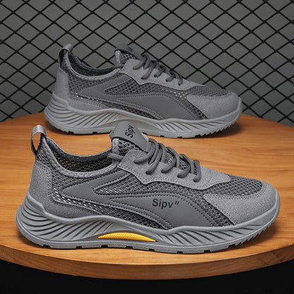 Sapatos masculinos de malha respirável de verão finos de malha oca, ténis desportivos casuais, calçado de trabalho masculino com humidade