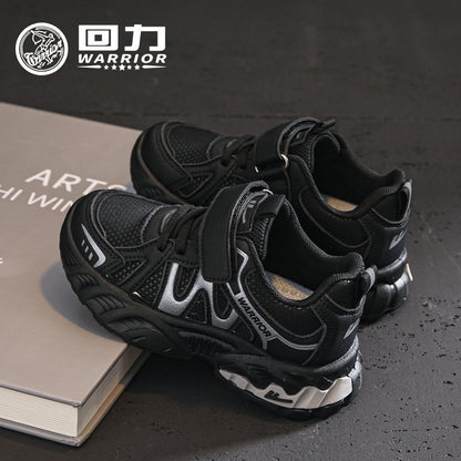 Sapatilhas desportivas pretas para rapazes, sapatilhas casuais cor-de-rosa cor-de-rosa em pele de outono, sapatos infantis guerreiro, sapatos para estudantes para idades dos 6 aos 12 anos