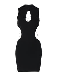 Novo vestido curto de rapariga de rapariga recortado, europeu e americano, recortado sem costas, retalhos em borboleta, vestido curto e picante para raparigas