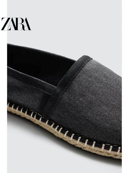ZARA 2026 Primavera/Verão Sapatos Masculinos com Acabamento em Camurça e Sola de Linho, 2711720 400