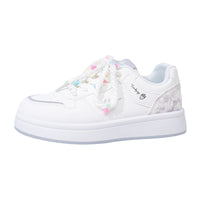 Sapatos Warrior matcha verde dopamina com sola grossa, sapatos quentes de estudante com atacadores, tie-dye e respiráveis, sapatos femininos de alto valor com blocos de cor