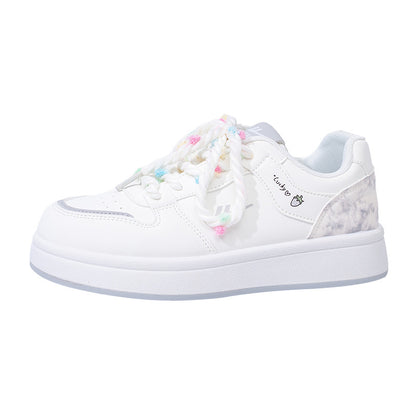Sapatos Warrior matcha verde dopamina com sola grossa, sapatos quentes de estudante com atacadores, tie-dye e respiráveis, sapatos femininos de alto valor com blocos de cor