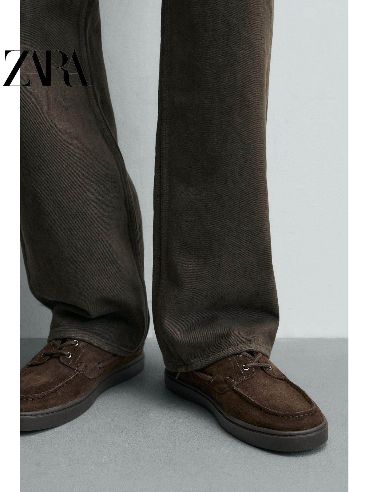 Sapatos masculinos ZARA Primavera/Verão 2026, modelo náutico casual com detalhes em camurça, código 2441720 700.