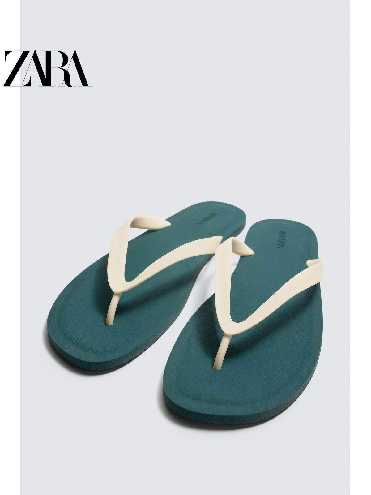 ZARA 2026 Primavera/Verão Novos Sapatos Masculinos: Sandálias Rasteiras Confortáveis com Material Elástico e Cordões (2796720 202)