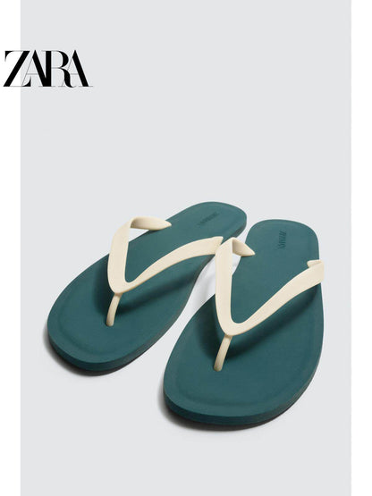 ZARA 2026 Primavera/Verão Novos Sapatos Masculinos: Sandálias Rasteiras Confortáveis com Material Elástico e Cordões (2796720 202)