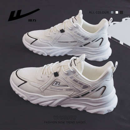 Sapatos Warrior de malha leve e respirável, ténis desportivos finos e refrescantes, sapatilhas desportivas de alto valor estético, com cordões baixos para homens