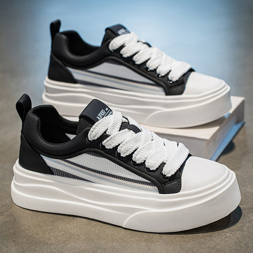 Sapatos originais masculinos de nicho, novos ténis casuais de sola grossa respiráveis para o verão 2025, calçado de moda juvenil para desportivo masculino e na moda